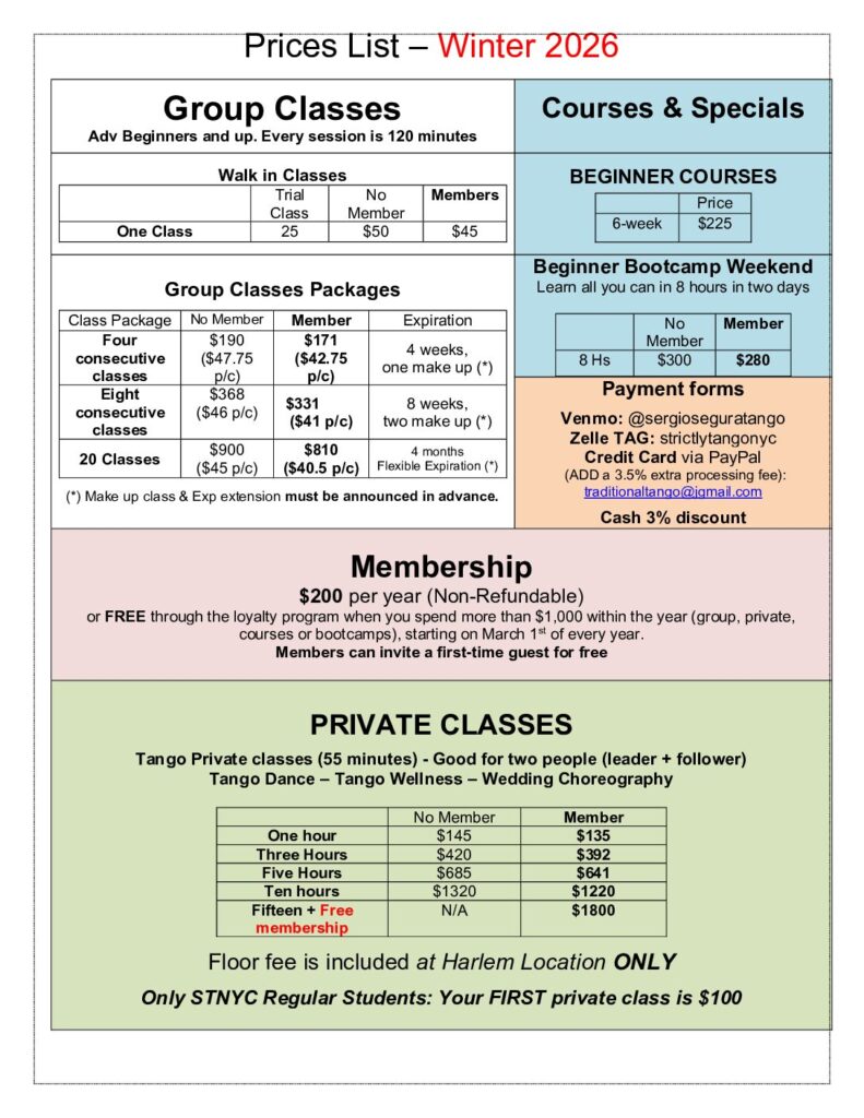 Price list winter 2026